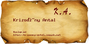 Krizsány Antal névjegykártya